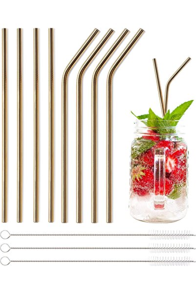 E&D Collection Orret Home 6'lı Paslanmaz Çelik Pipet + 3 Adet Temizleme Fırça...