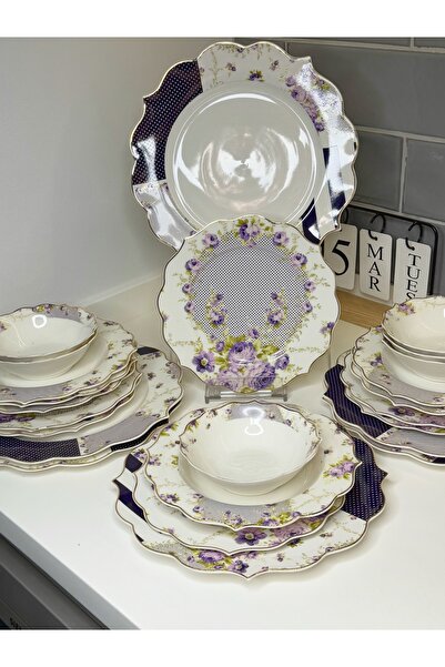 dunyazuccaciye Loren 6 Kişilik Porselen Yemek Takımo
