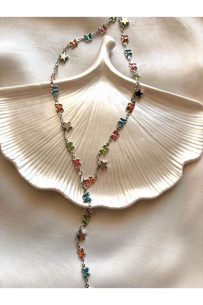 DEFORA Gold Colored Butterfly Y Necklace