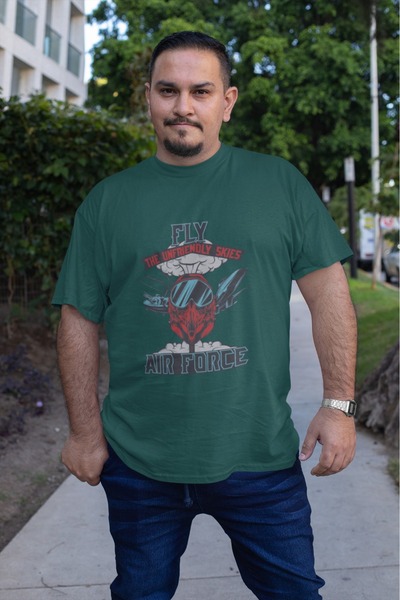 ArtYus TRIOC BĂRBAȚI FLY AIR FORCE TRANSFER PRINTED CU Gât rotund și mânecă s...