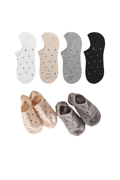 HAYEL 4 чифта многоцветни дамски чорапи с кецове на точки Невидим памук с вис...