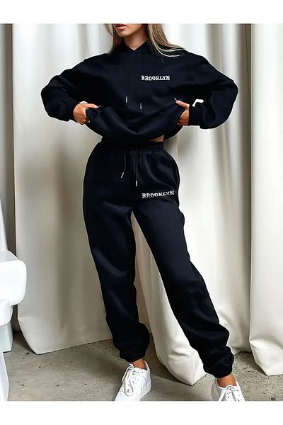 macklin Unisex Men's Women's Brooklyn Printed Oversize 3 Thread Hooded Tracksuit Set