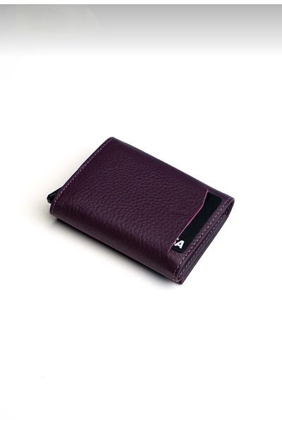 ENGIN Unisex Purple Vegan Faux Leather Wallet Card Holder with Coin Compartment and Slide Mechanism