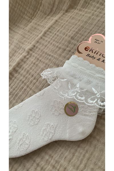 Ekinoks Children's Tulle Accessory Detailed Socket School Socks