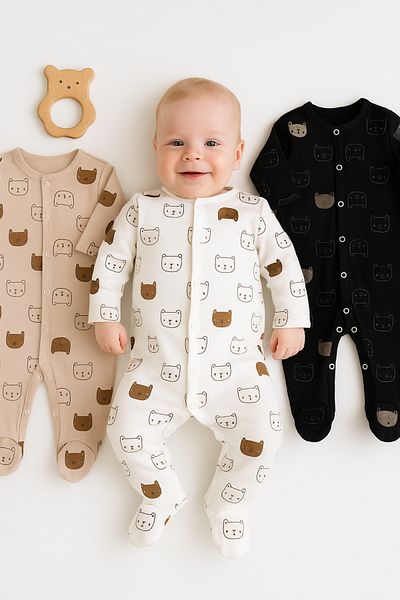 İZYALİF BABY Baby Boy 3-Piece Jumpsuit Set Hospital Release Cotton with Booties