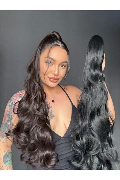 Suzan Peruk Siyah Tokalı Mandallı Postiş At kuyruğu Ekstra uzun SERİ SAÇ TAM ...