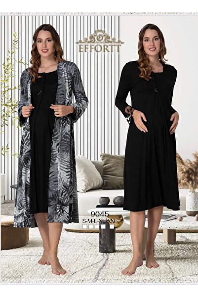 EM&FA TEKSTİL طقم ثوب نوم للحوامل مع ثوب صباحي