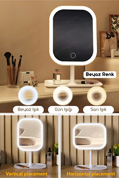 TRİPULAM Şarjlı LED Işıklı Makyaj Aynası – Dokunmatik, 3 Işık Modlu, Oynar Ba...
