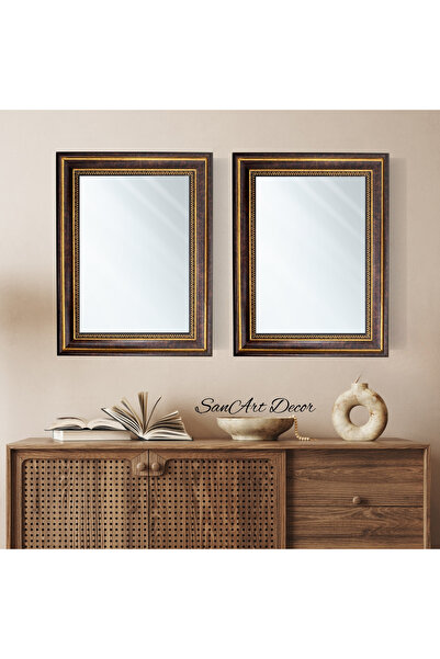 Sanart Ayna, Çerçeveli Ayna, Duvar Aynası, 2 Parça Vintage Ayna, Dekoratif Ay...