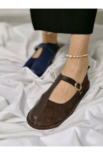 aayak&kabımofficial Genuine Leather Women's Casual Shoes – Elegant Buckle Model