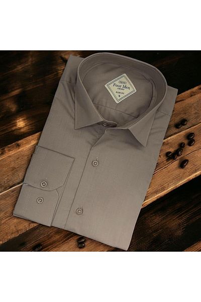 EREN STYLE Linen Linen Classic 100% Cotton Long Sleeve Slim-Fit Anti-Sweat Brown Shirt (Regular Fit)