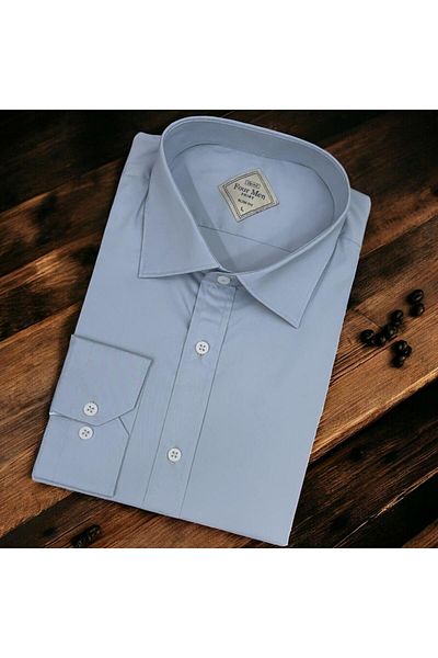 EREN STYLE Linen Linen Classic 100% Cotton Long Sleeve Anti-Sweat Blue Shirt (Regular Fit)