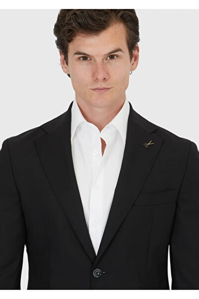 Ramsey Black Plain Shirt Shoulder Slim Fit 100% Wool Jacket