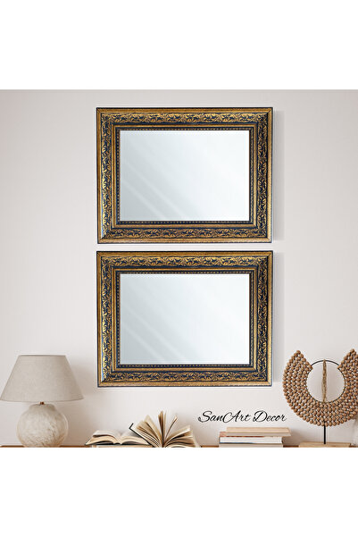 Sanart Ayna, Çerçeveli Ayna, Duvar Aynası, 2 Parça Vintage Ayna, Dekoratif Ay...