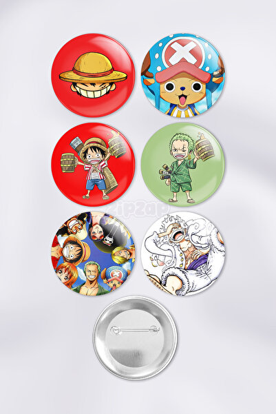 ZipZap One Piece Çanta Süsü Rozet İğneli Buton Rozet Seti (6 ADET)