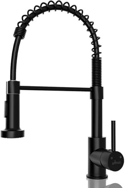 fitto Stainless Steel Kitchen Mixer Faucet with Pull-down Spray, Black