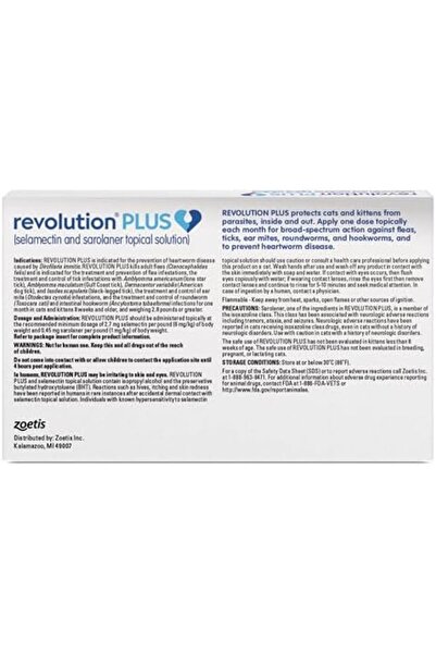 ZOETİS Revolution Plus (selamectin and sarolaner Topical Solution) for Cats, 5.6-11 lbs (Orange), 3 Tubes