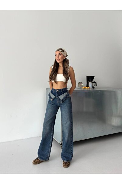 DENİKK TREND YÜKSEK BEL GENİŞ PAÇA JEAN DENİM PALAZZO PANTOLON-HİGH RİSE WİDE LEG JEAN
