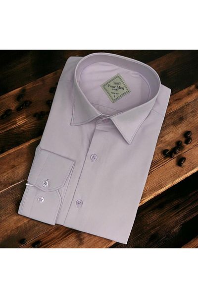 EREN STYLE Linen Linen Classic 100% Cotton Long Sleeve Non-Sweating Lilac Shirt (Regular Fit)