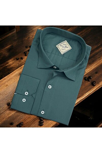 EREN STYLE Cămașă clasică din in, 100% bumbac, cu mânecă lungă, slim-fit, făr...