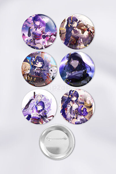 ZipZap Raiden Shogun Ei Genshin impact Çanta Süsü Rozet İğneli Buton Rozet Seti (6 ADET)