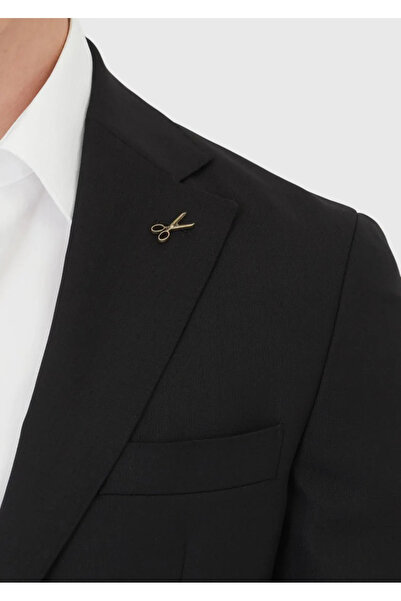 Ramsey Black Plain Shirt Shoulder Slim Fit 100% Wool Jacket