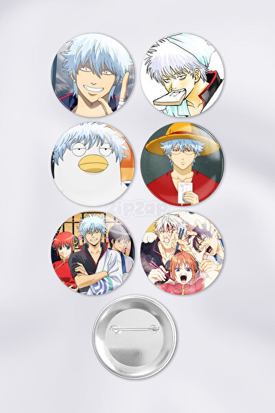 ZipZap Gintama Çanta Süsü Rozet İğneli Buton Rozet Seti (6 ADET)