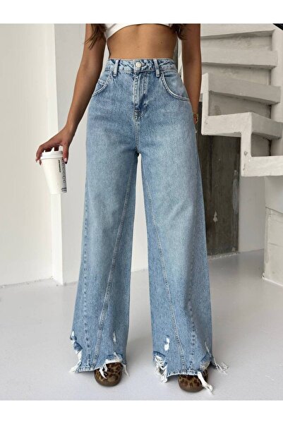DENİKK TREND YÜKSEK BEL GENİŞ PAÇA JEAN DENİM PALAZZO PANTOLON-HİGH RİSE WİDE LEG JEAN