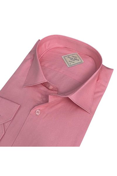 EREN STYLE Linen Linen Classic 100% Cotton Long Sleeve Slim-Fit Anti-Sweat Pink Shirt (Regular Fit)