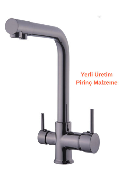 KAVİTİCARET Anthracite Gray 3 Way 2 Year Warranty Brass Material Purified Kitchen Faucet