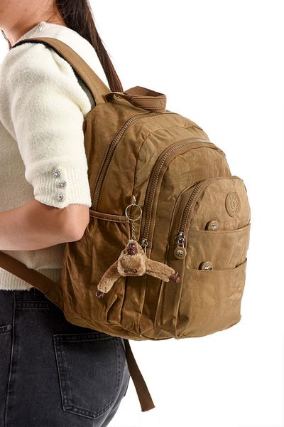 Çanta Trend Ultra Light Multi Pocket Medium Size Backpack Unisex Tan (Model: 571-4C)