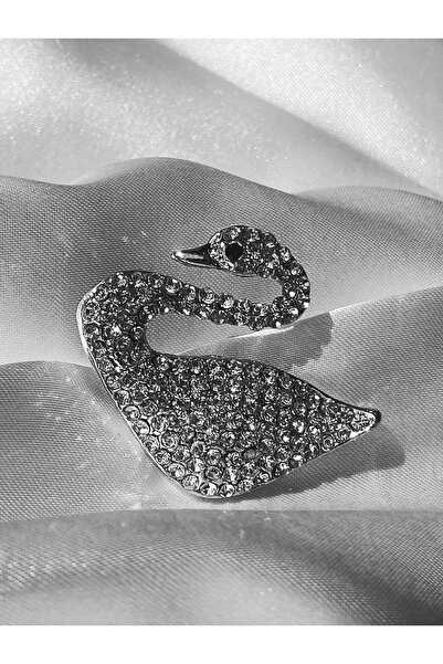 kurukafagift Broş Kuğu Figürlü Zirkon Taşlı