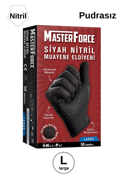 MasterForce Siyah Nitril Eldiven Large Beden