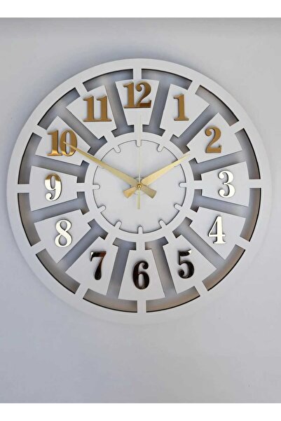 EYKA STORE Ahşap Beyaz 40 cm Hediyelik Modern Duvar Saati