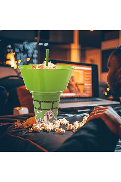 shumee Green popcorn cup with bowl 500 ml