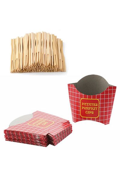 Dolphin Chips Box 50 Pieces and Chips Fork 100 Pieces Fried Potato Box and Toothpick Set