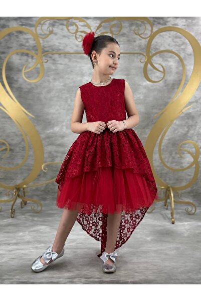 BİLGEN Style فستان بناتي منقوش بذيل