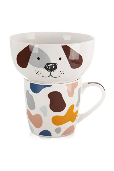 shumee Children's mug with bowl, porcelain dog, 2 pieces.