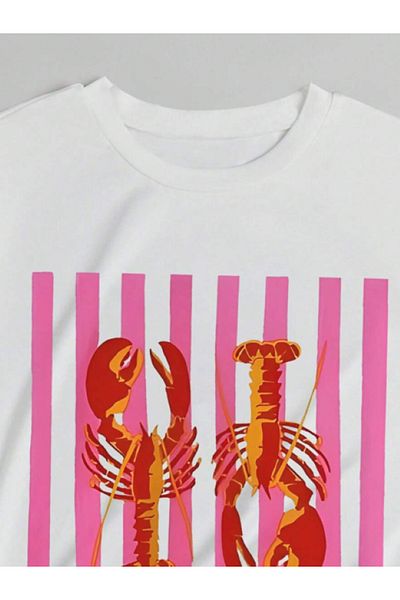 Elvino Summer Special Seasonal Printed Crew Neck Cotton White Women'S/Men's Unisex Oversize Tshirt