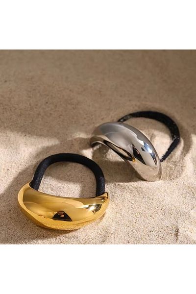 LO ADORO 2Pcs Vintage Metal Rubber Buckle Gold Silver Gold U Bow-Shaped Hair Ring Ponytail Buckle 2Pcs