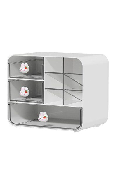 One Gate Cute Desktop Storage Box with Slanted Inner Compartment Office Drawer Organizer Set Stackable