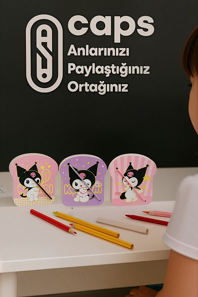 caps anlarınızı paylaştığınız ortağınız 3 Pieces Kuromi Design Elastic Mini Notebook - Sanrio Kuromi Notebook