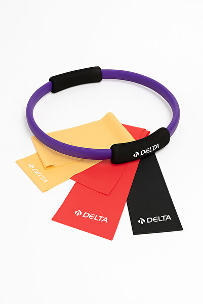 Delta Pilates Çemberi ve 3’lü Direnç Bandı Lastiği Seti – Evde Fitness, Esnem...