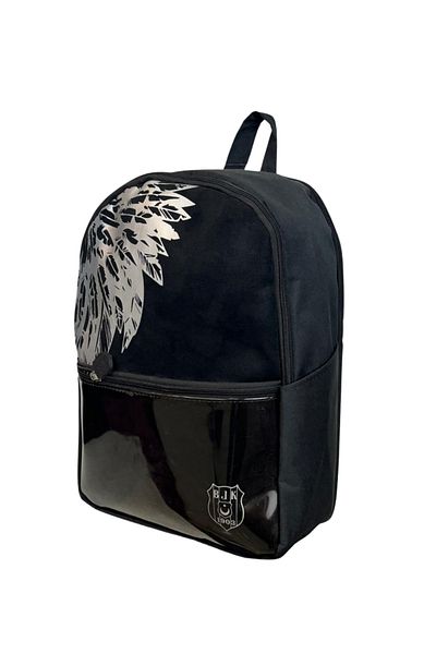 Beşiktaş Eagle Embroidery Printed Suede Backpack