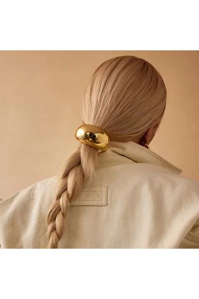 LO ADORO 2Pcs Vintage Metal Rubber Buckle Gold Silver Gold U Bow-Shaped Hair Ring Ponytail Buckle 2Pcs