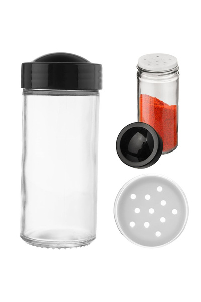shumee Recipient pentru condimente cu sita, sticlă, NEGRU, 100 ml