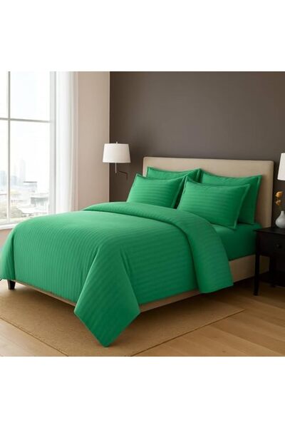 MAXQON 6-Piece Duvet Cover Set – Includes 1 Duvet Cover, 1 Fitted Sheet, 4 Pillowcases (Green, Queen)