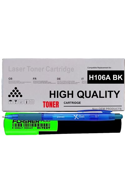Non-OEM Compatible HP106A Toner Cartridge Set, 1xW1106A Black 1x1000pages, XBall Pen and Flasher Textmarker