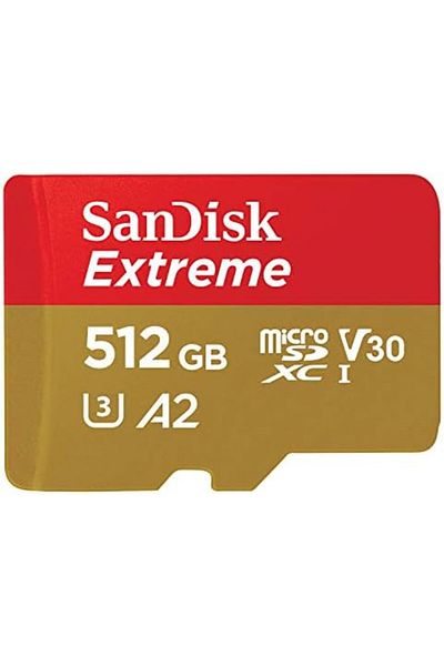 SanDisk 512GB Extreme microSD UHS I Card for 4K Video on Smartphones, Action Cams & Drones, 190MB/s