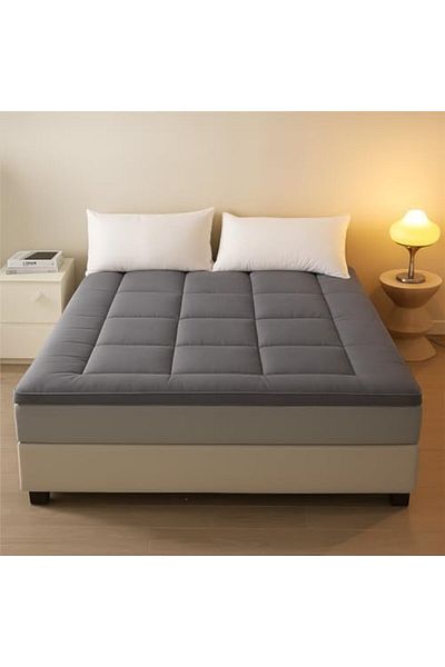 MAXQON Mattress Topper 6CM Thickness Quilted Microfiber 600gsm, Color Grey, Super King Size 200x200c